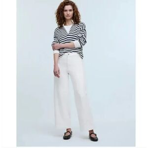 NWT Madewell  Curvy Emmett Wide-Leg Jean in Tile White: Welt Pocket Edition $128